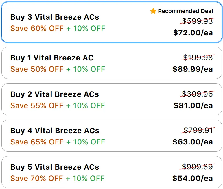 Vital Breeze AC Price